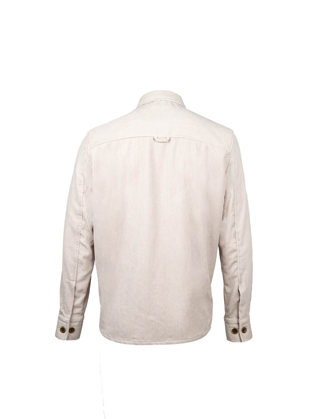 Bej Regular Fit Shacket Uzun Kol Fitilli Kadife Gömlek-1