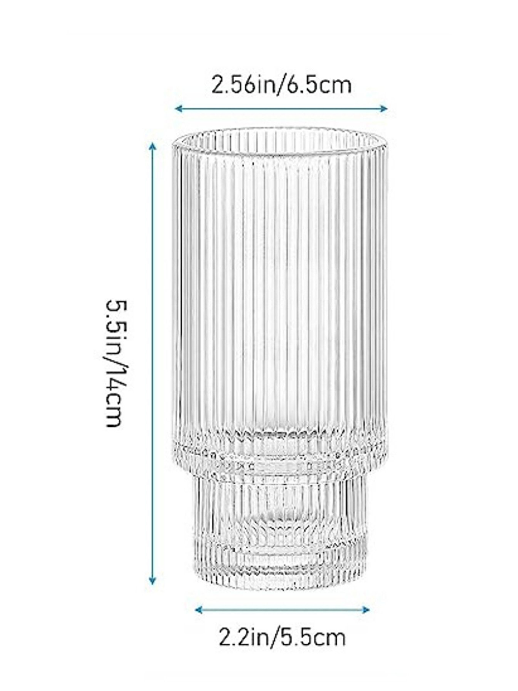 Renksiz Çizgili  Cam Bardak 400 ml 4 Adet - 2812-3