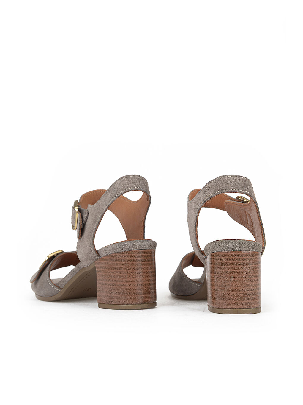 Bej Kadın Hakiki Deri Topuklu Sandalet 1611050Z8416 Vizon-2