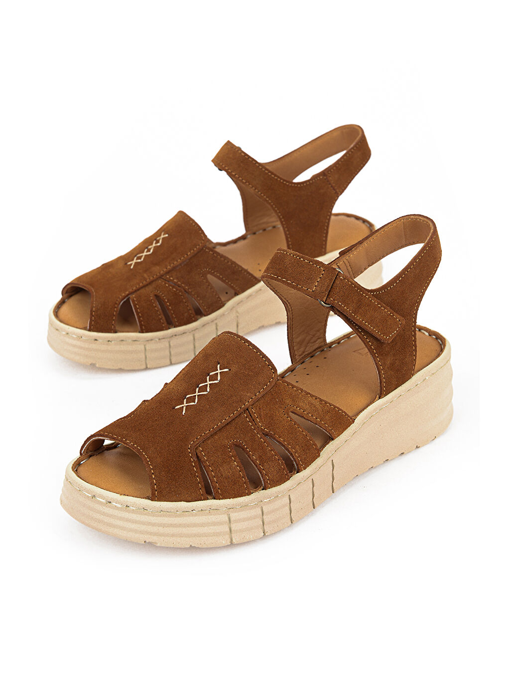 Kahverengi Kadın Hakiki Deri Sandalet 1611008Z452 Taba-4