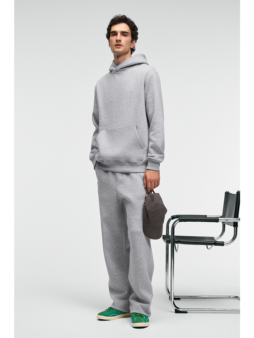 Benson Erkek Kordonlu Lastikli Bel Relaxed Fit Gri Melanj Eşofman Altı-1