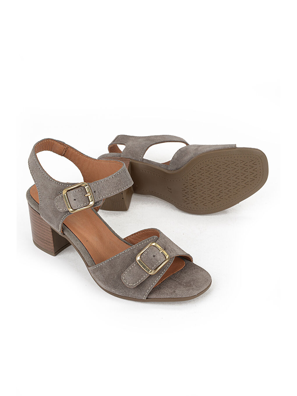 Bej Kadın Hakiki Deri Topuklu Sandalet 1611050Z8416 Vizon-3