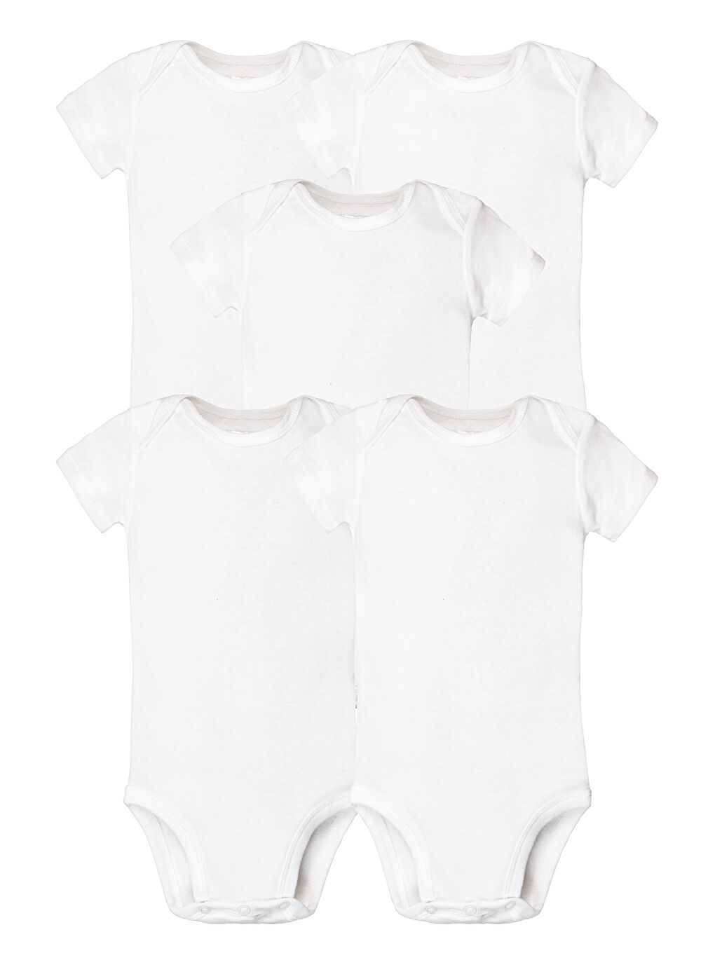 Bebek Kısa Kollu Body Set Kısa Kollu 5'li Paket Beyaz