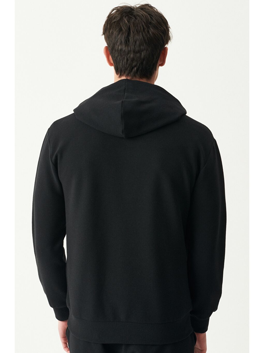 Regular Fit Kapüşonlu Şardonlu Siyah Sweatshirt-6