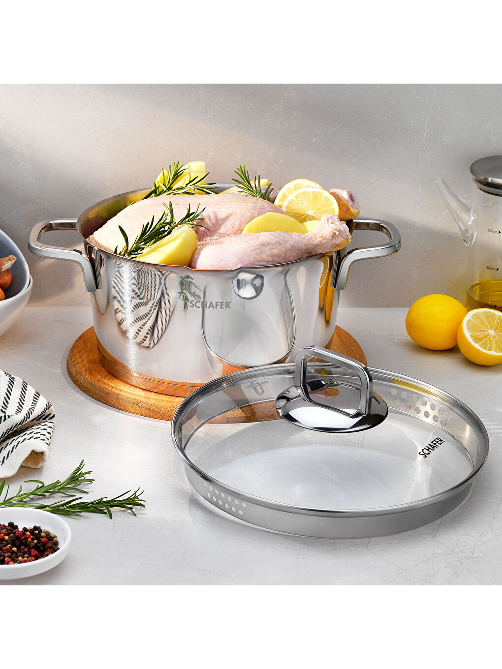 Gri New Stahl Çelik Tencere 24 Cm 2 Parça-Inox