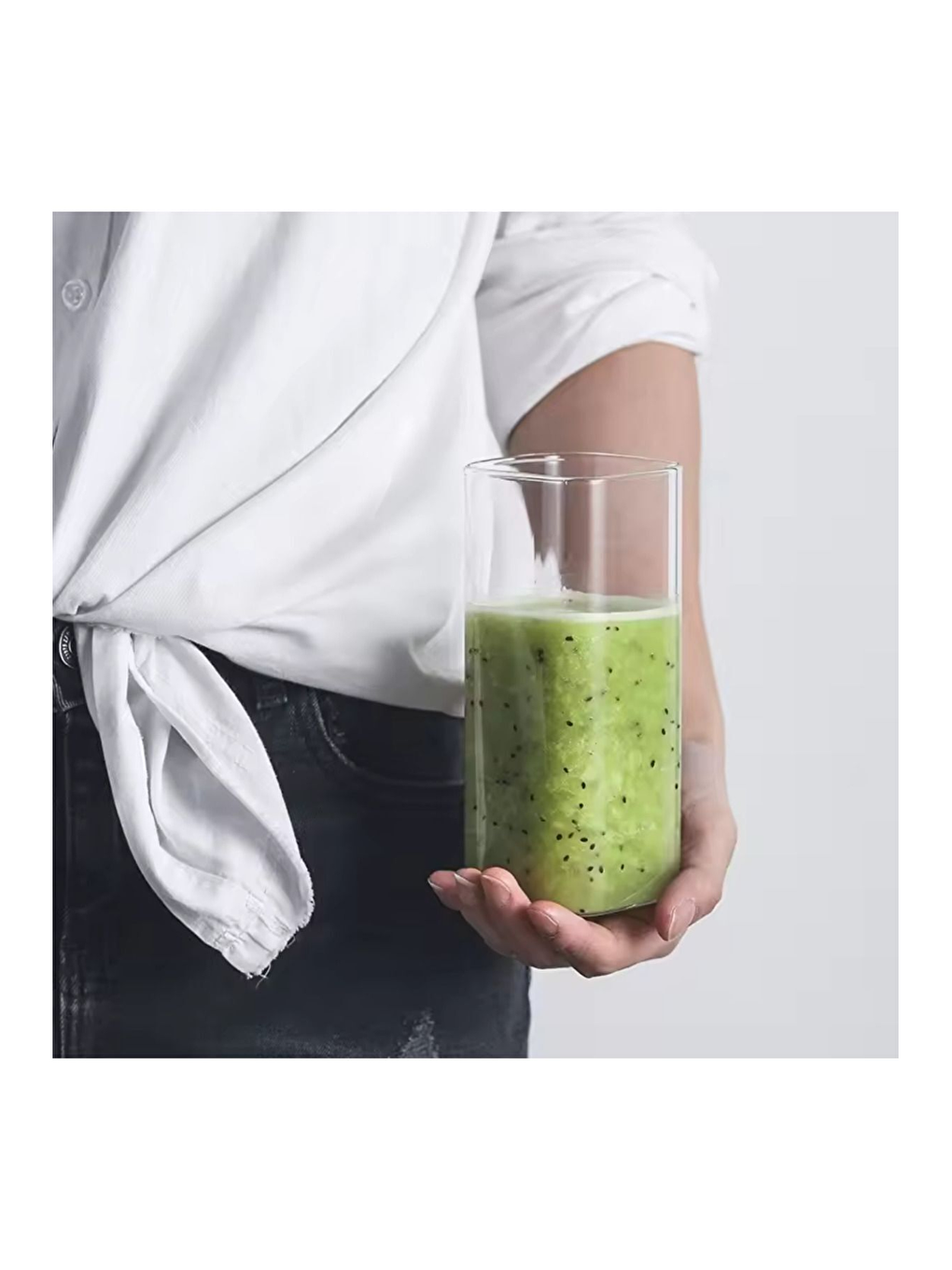 Renksiz Kare Cam Bardağı 450 ml  6 Adet-1