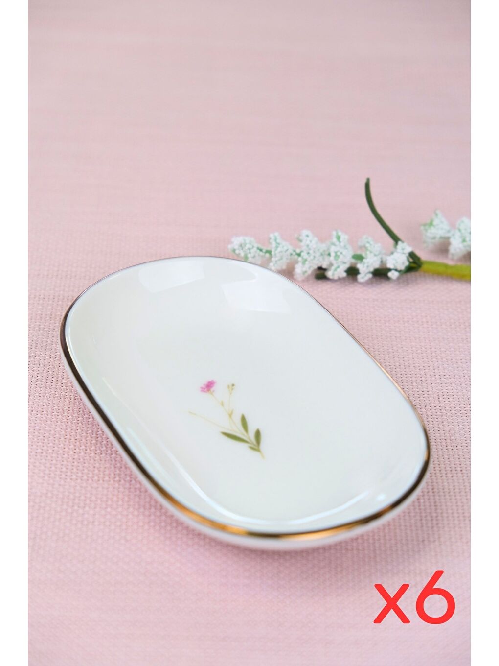 Karışık Porselen Natura Çuha Altın Yaldızlı Oval Kayık Tabak 13,50x8,50x2,50cm 6 LI-2