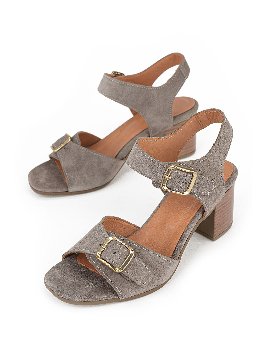 Bej Kadın Hakiki Deri Topuklu Sandalet 1611050Z8416 Vizon-4