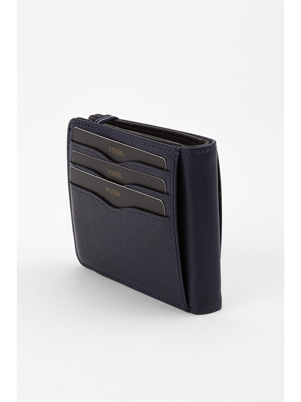 Kutulu Hakiki Deri Şeffaf Kartlıklı Lacivert Lastik Kapamalı El Portföyü Kartlık Cüzdan