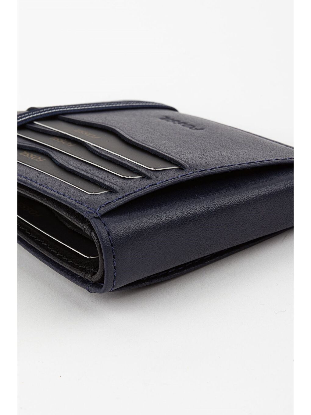 Kutulu Hakiki Deri Şeffaf Kartlıklı Lacivert Lastik Kapamalı El Portföyü Kartlık Cüzdan-4