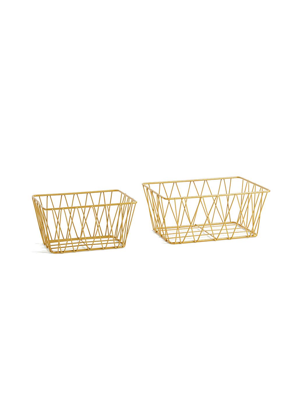 Sarı 2'li Altın Renk Metal Sepet Set-5