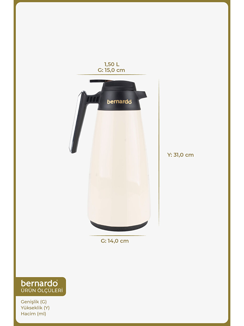 Ekru Lustra Cam Termos Krem 1.5 Litre-1