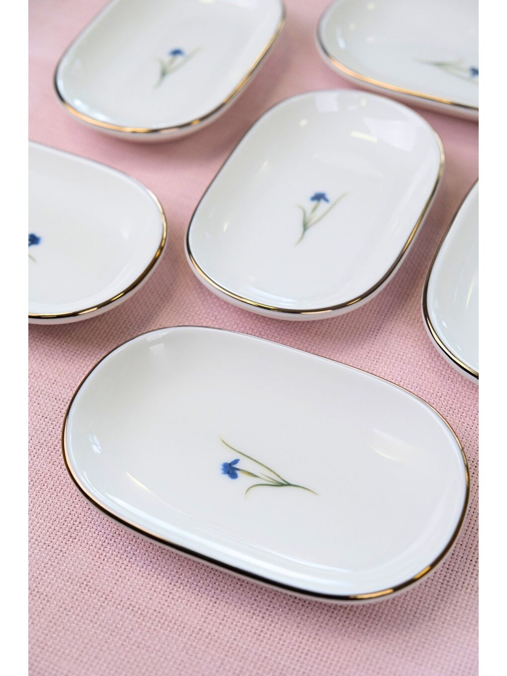 Karışık Porselen Natura İris Altın Yaldızlı Oval Kayık Tabak 13,50x8,50x2,50cm 6 LI-2