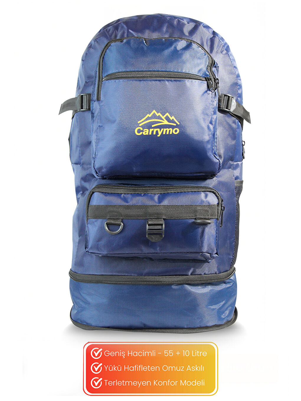 Lacivert Orijinal Körüklü Ortopedik Konfor Modeli Çok Gözlü Gezi Seyahat Yürüyüş Dağcı Kamp Spor Sırt Çantası-2