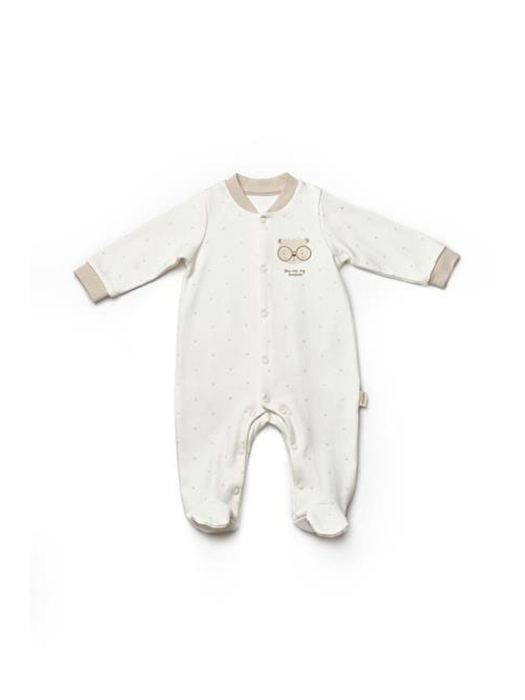 Ekru Bebek 2'li Patikli Tulum %100 Organik Pamuk-2