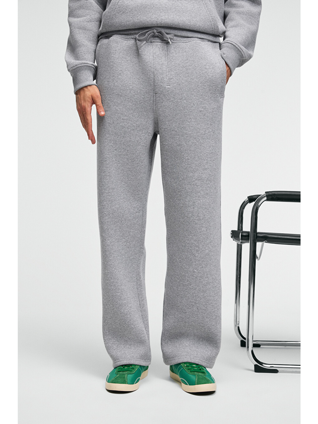 Benson Erkek Kordonlu Lastikli Bel Relaxed Fit Gri Melanj Eşofman Altı-3