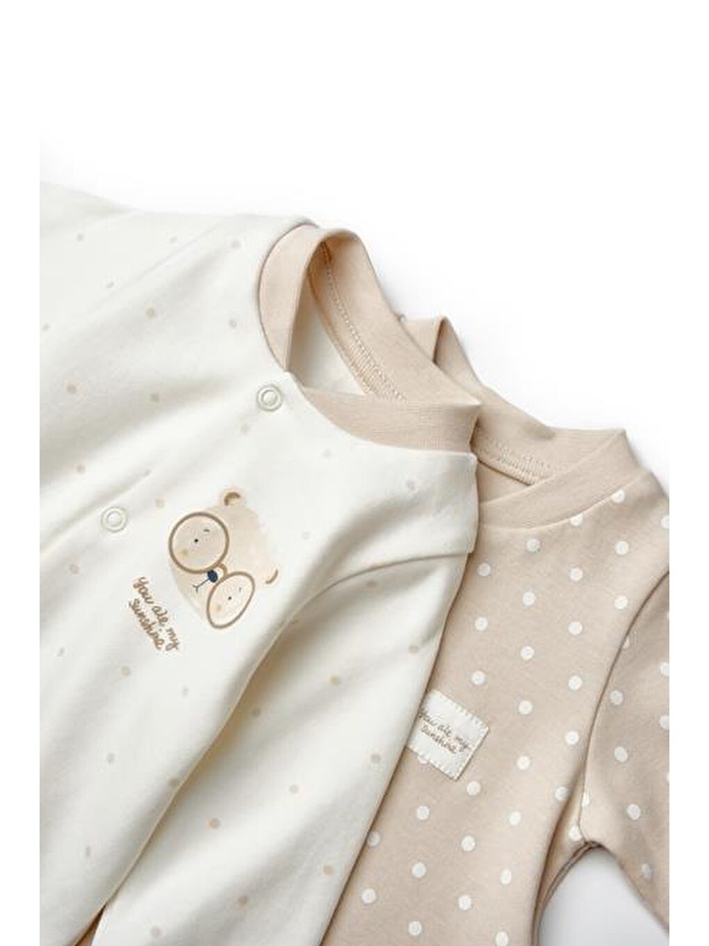 Ekru Bebek 2'li Patikli Tulum %100 Organik Pamuk-6