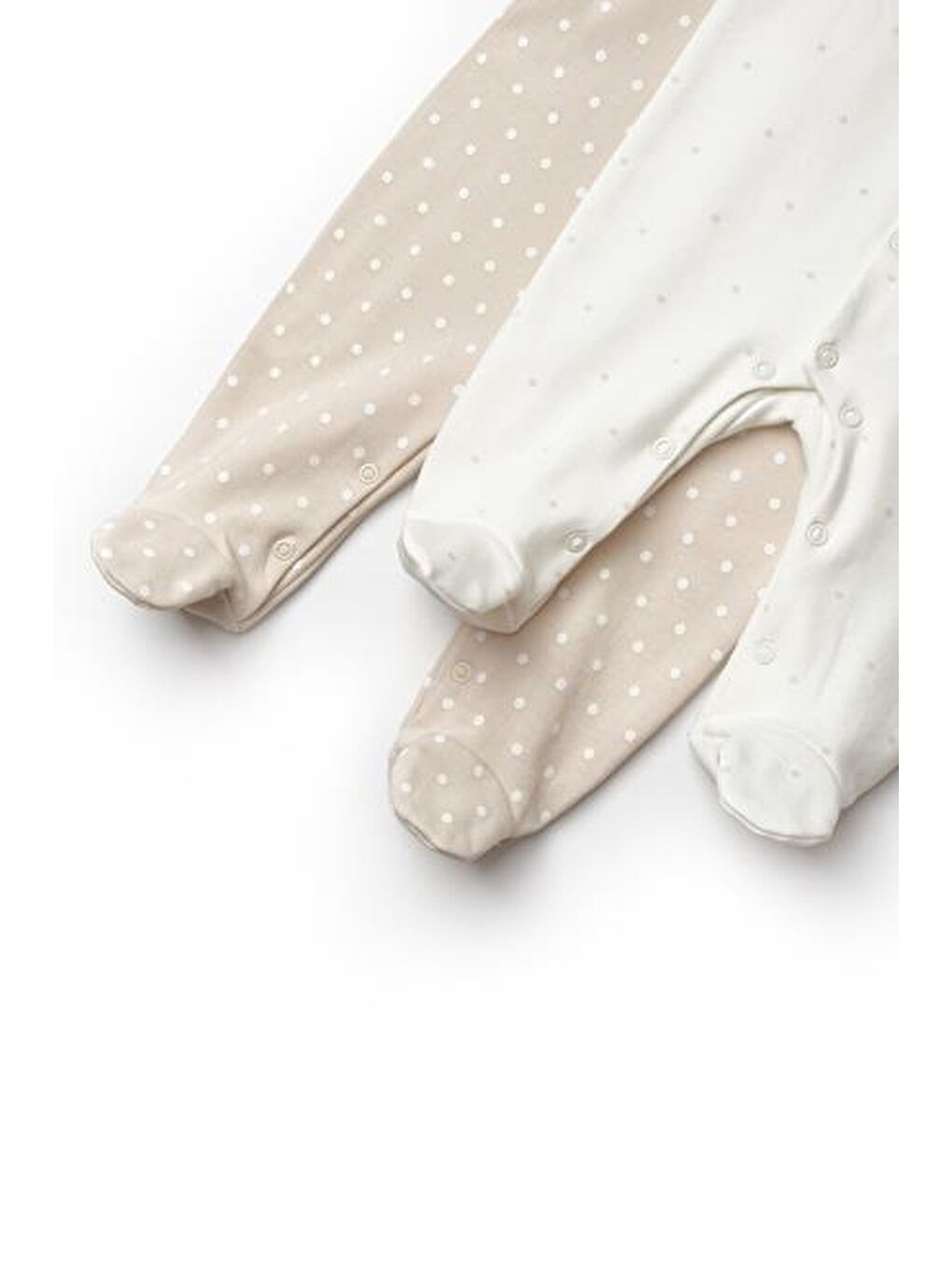 Ekru Bebek 2'li Patikli Tulum %100 Organik Pamuk-7