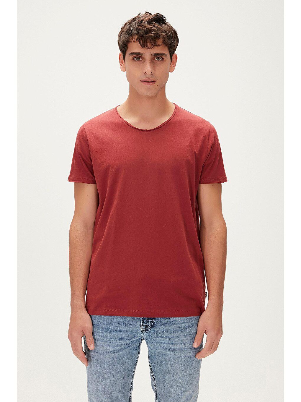 Bad Bear Bordo V-Neck T-Shirt Bordo Basic Erkek Tişört