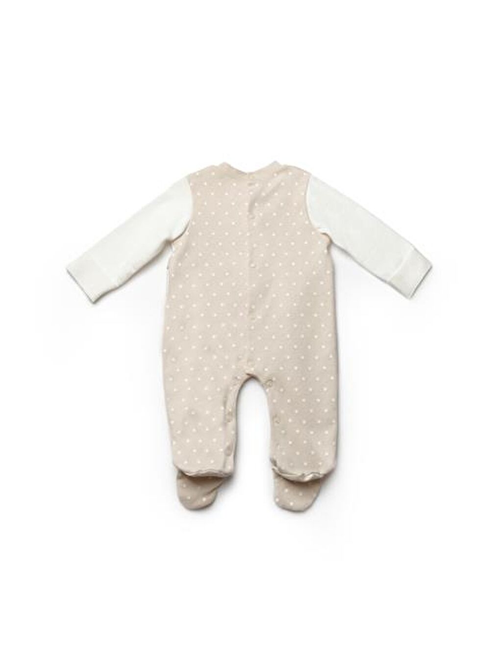 Ekru Bebek Patikli Tulum %100 Organik Pamuk-2