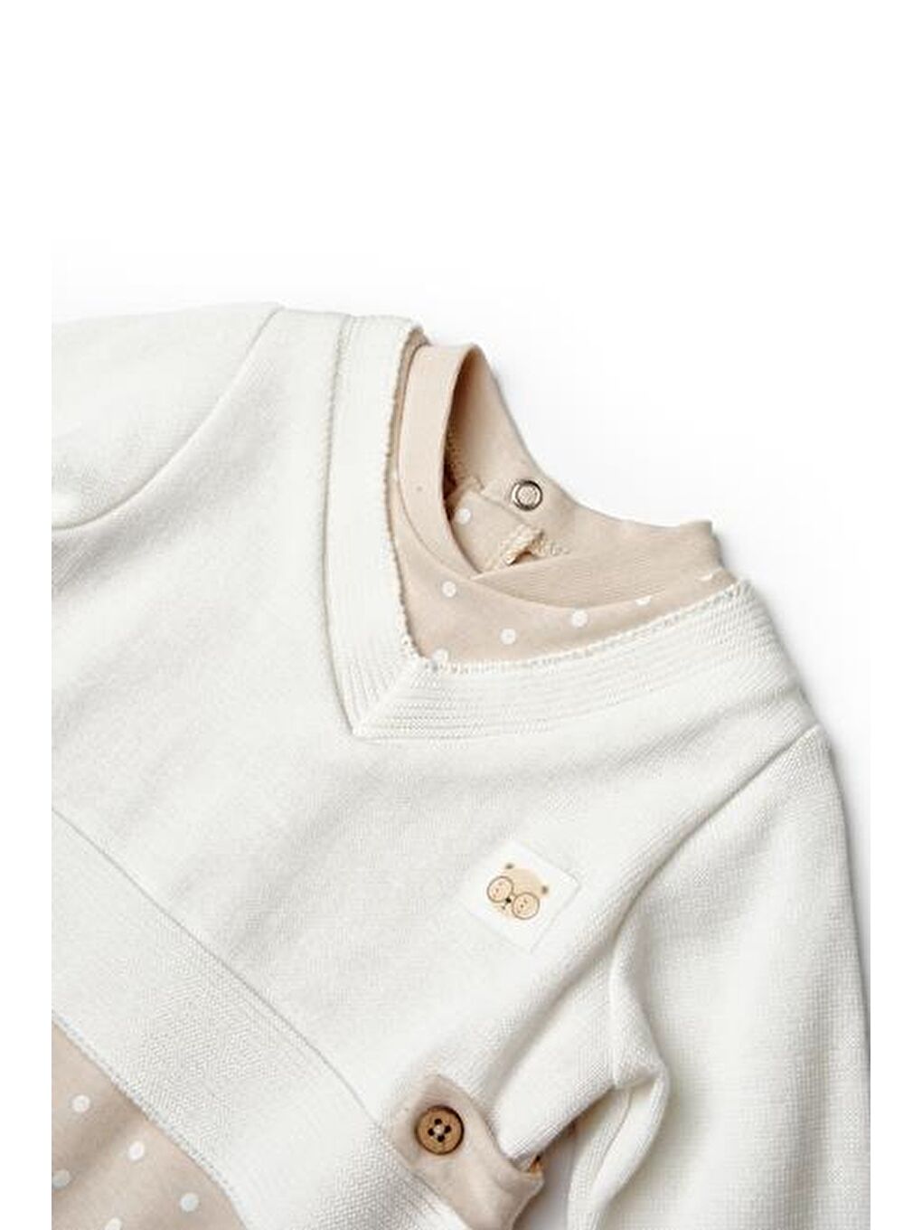 Ekru Bebek Patikli Tulum %100 Organik Pamuk-3