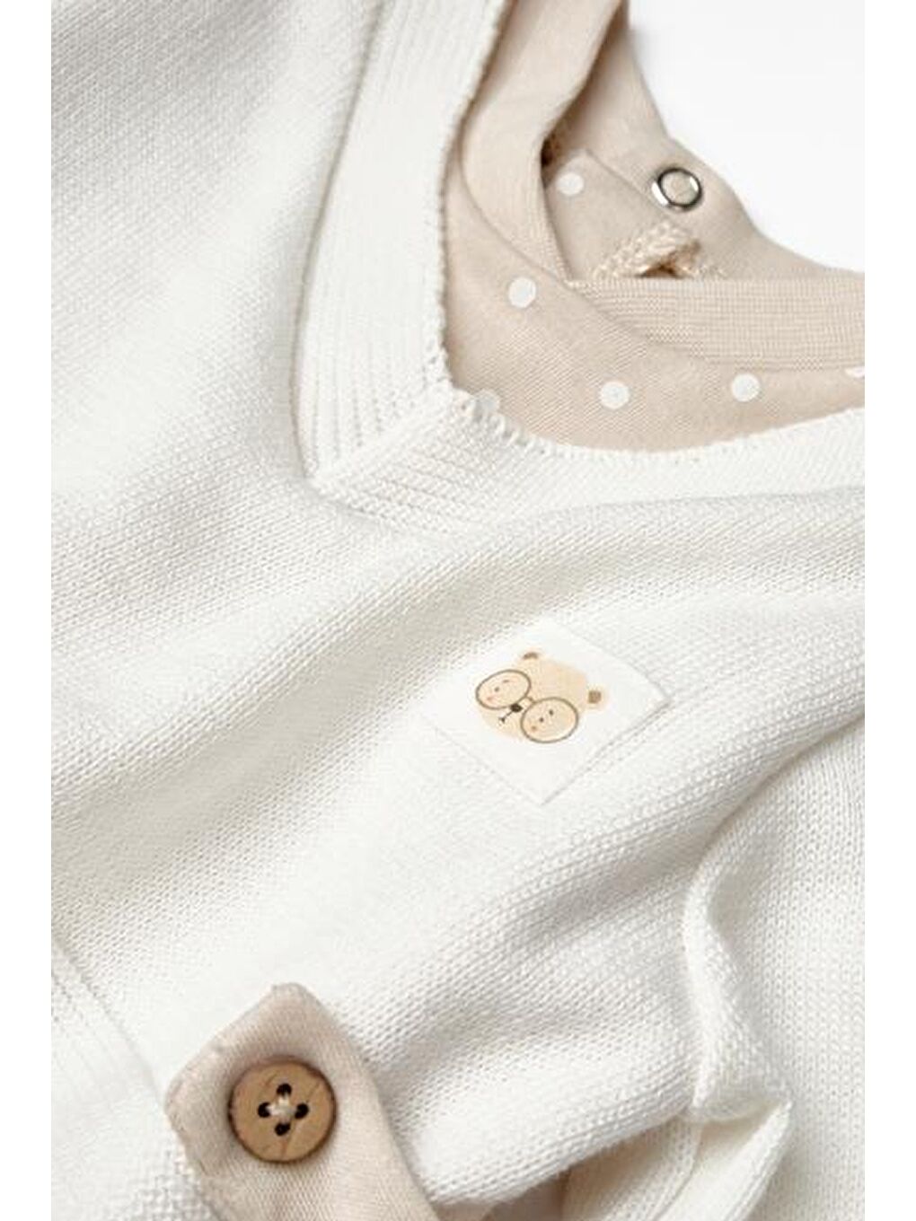 Ekru Bebek Patikli Tulum %100 Organik Pamuk-4