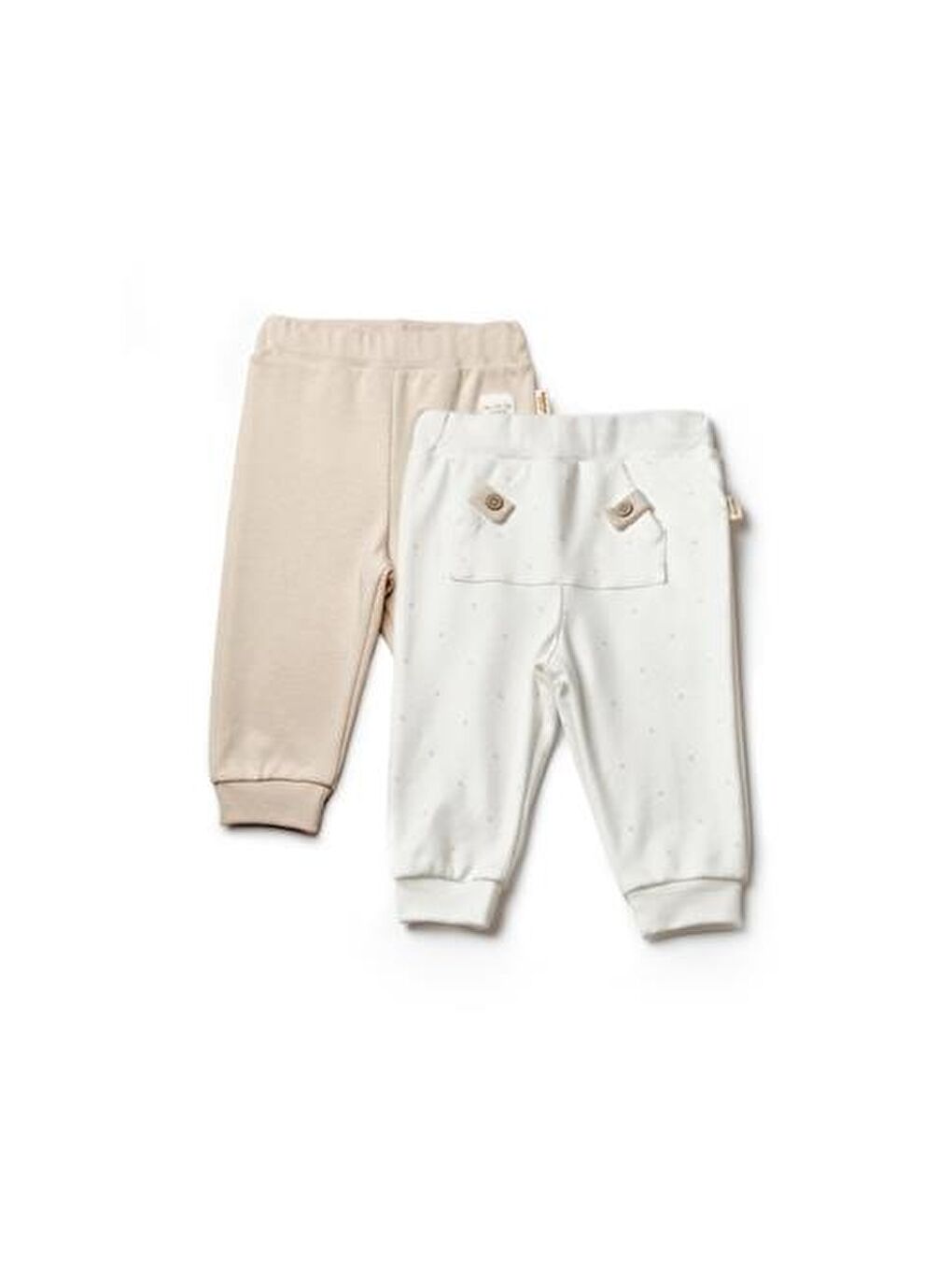 BabyCosy Organic  Ekru Bebek 2'li Pantolon %100 Organik Pamuk