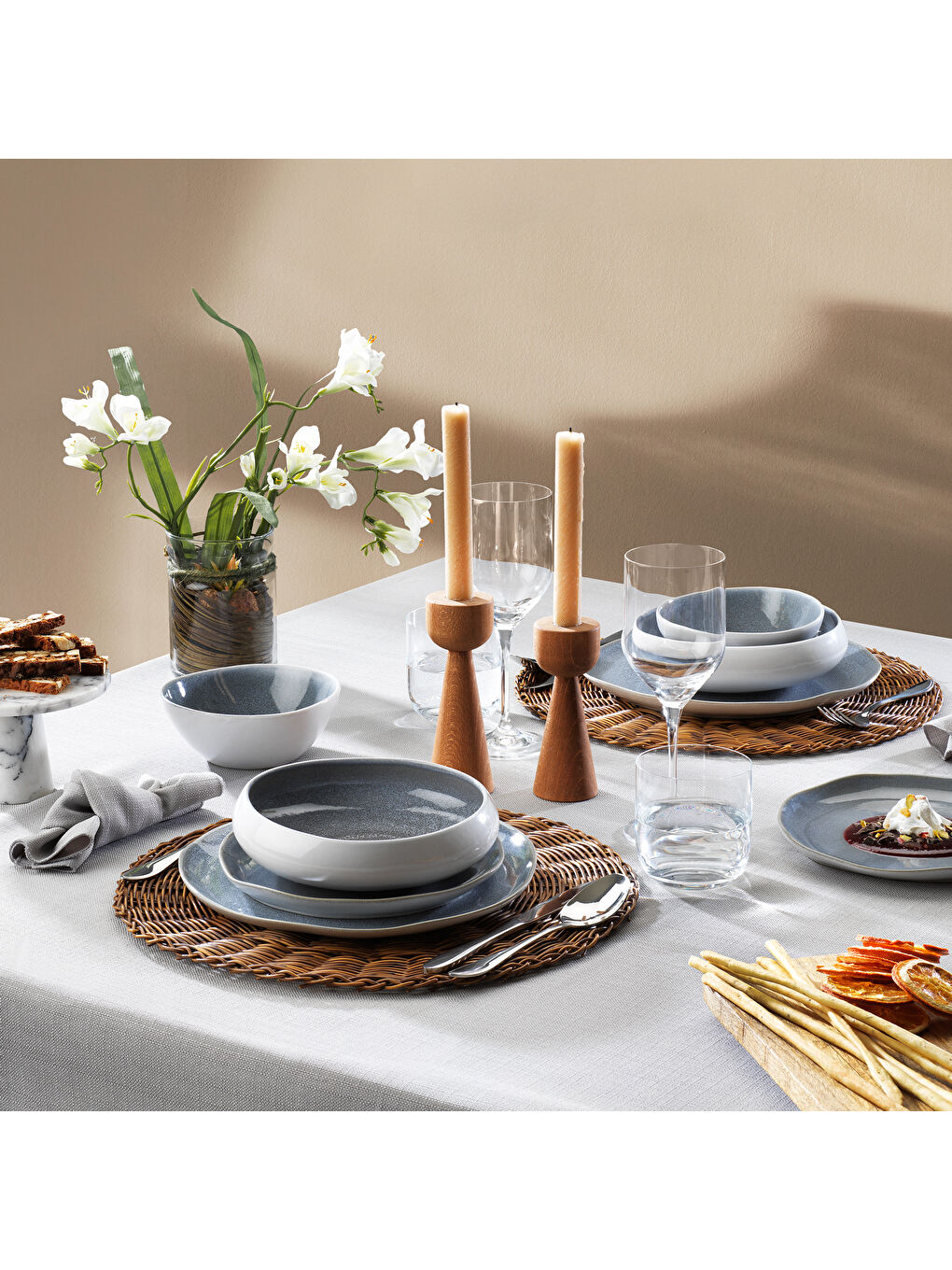 Gri Aura Yemek Takımı 24 Parça