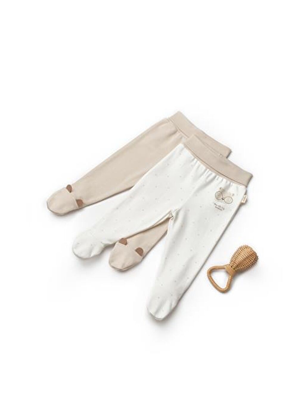 BabyCosy Organic  Ekru Bebek 2li Pantolon %100 Organik Pamuk - 1