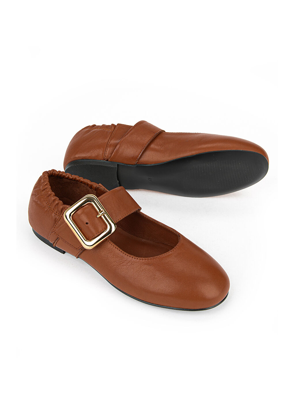 Kahverengi Kadın Hakiki Deri Babet 1611022Z2759 Tan-3