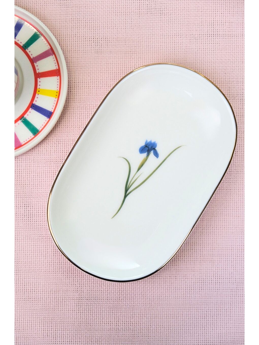 Karışık Porselen Natura İris Altın Yaldızlı Oval Kayık Tabak 27,50x17,50x3cm Tekli-1