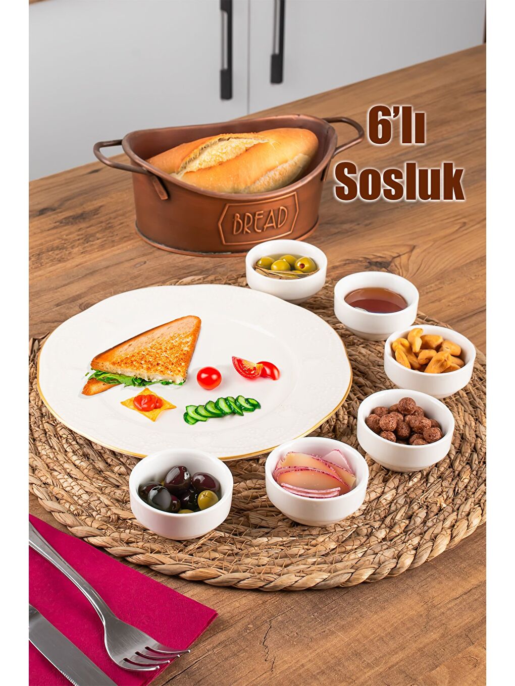 Porsima Beyaz Bone 15688 6'lı Sunumluk Kase