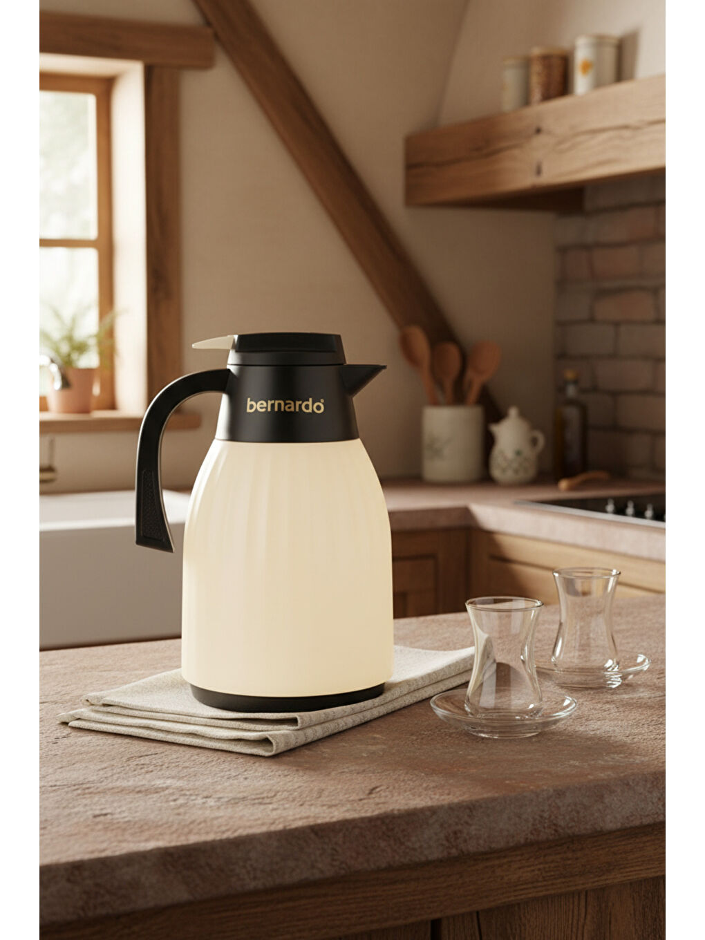 Ekru Elantra Cam Termos Krem 1 Litre