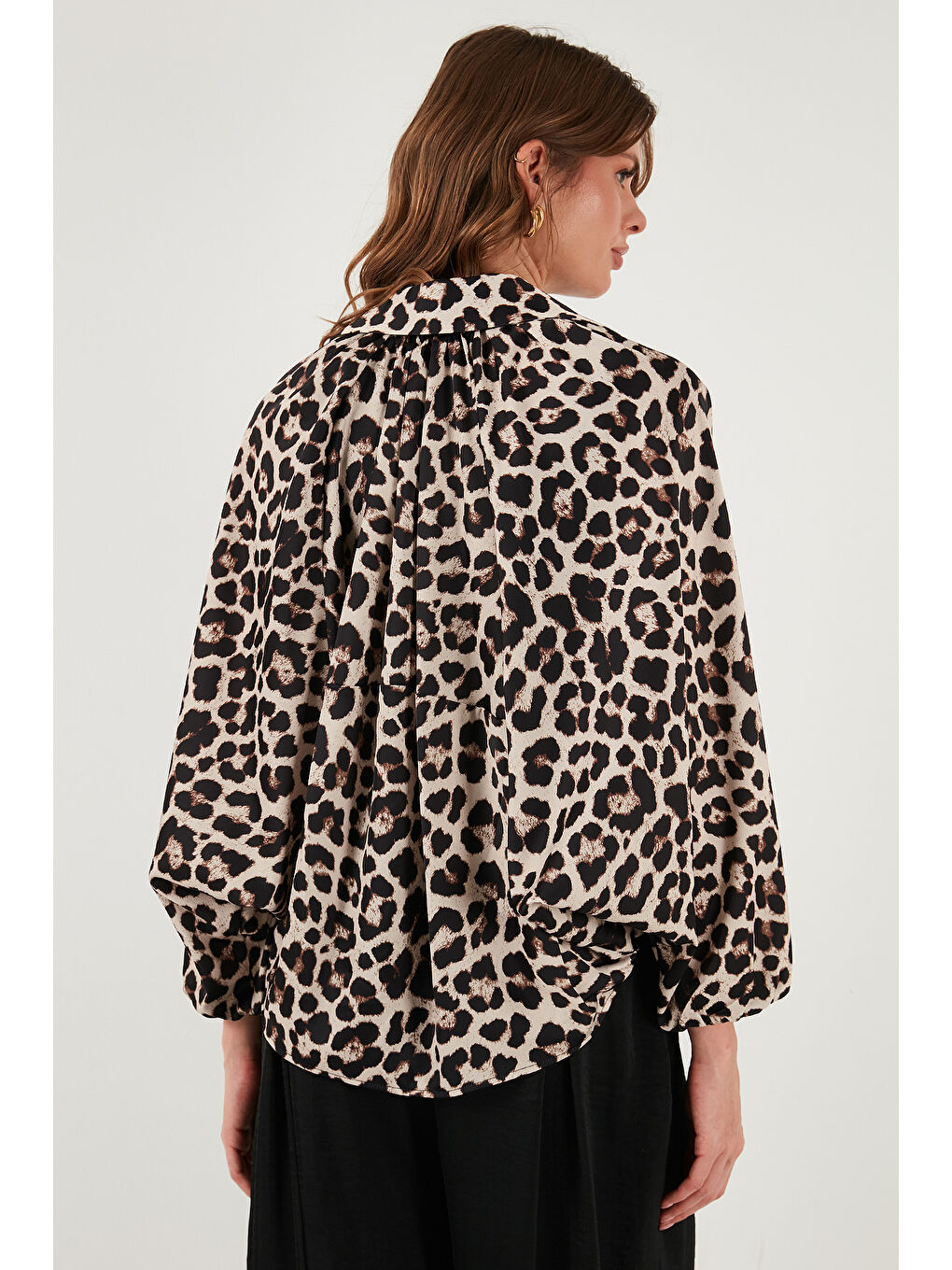 Kahverengi Oversize Klasik Yaka Yarasa Kol Fermuarlı Bomber Ceket 6839636-6