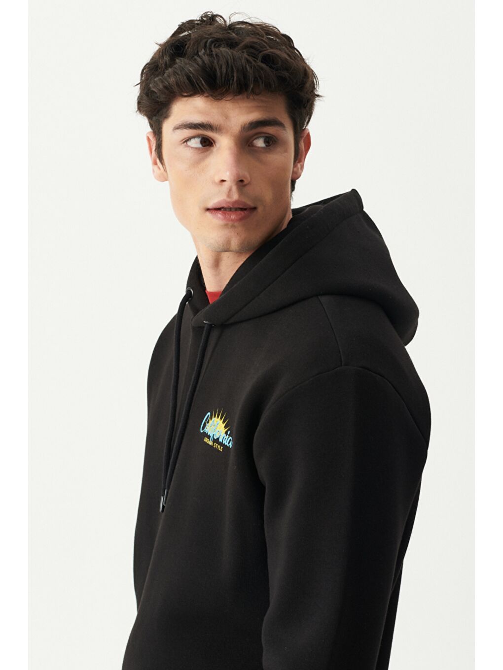 Regular Fit Kapüşonlu Şardonlu Siyah Sweatshirt-3