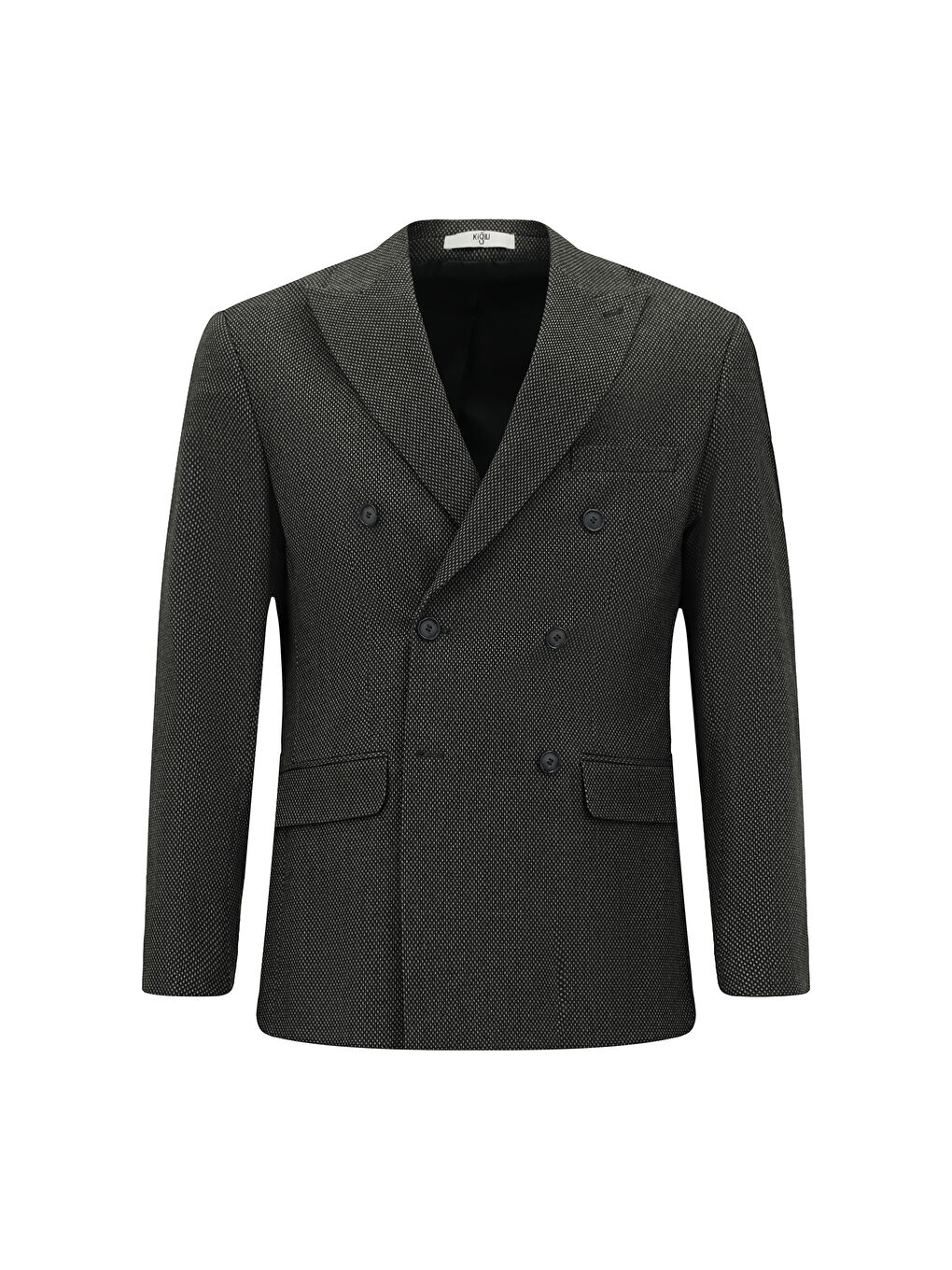 Antrasit Regular Fit Desenli Elastanlı Kruvaze Ceket
