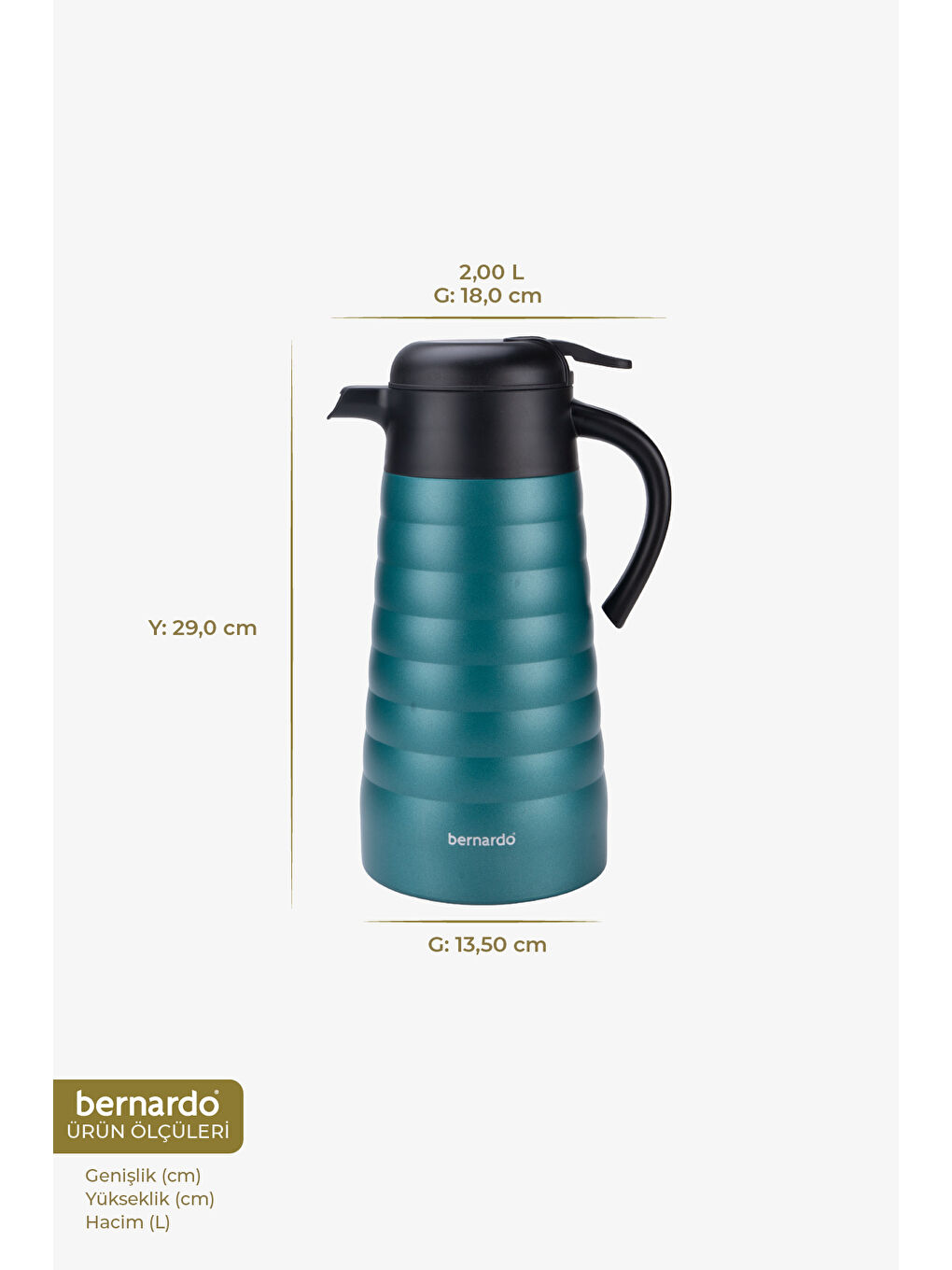 Nora 2 Litre Çelik Termos Turkuaz-1