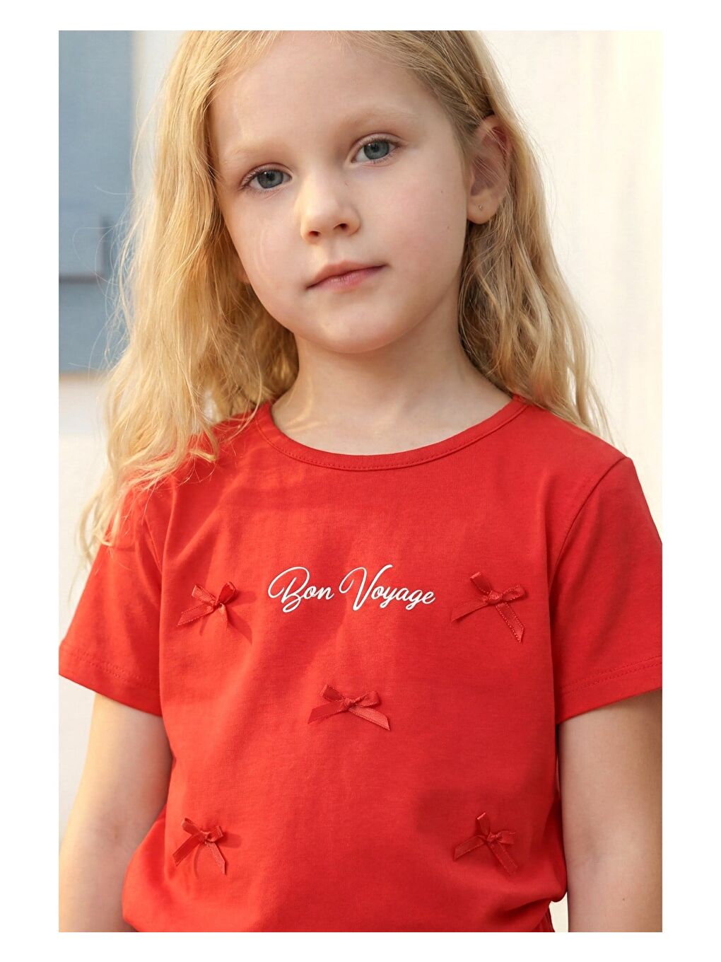 Kız Çocuk Pamuklu Kırmızı Tişört Etek Takım - Beyaz Balon Etekli-4