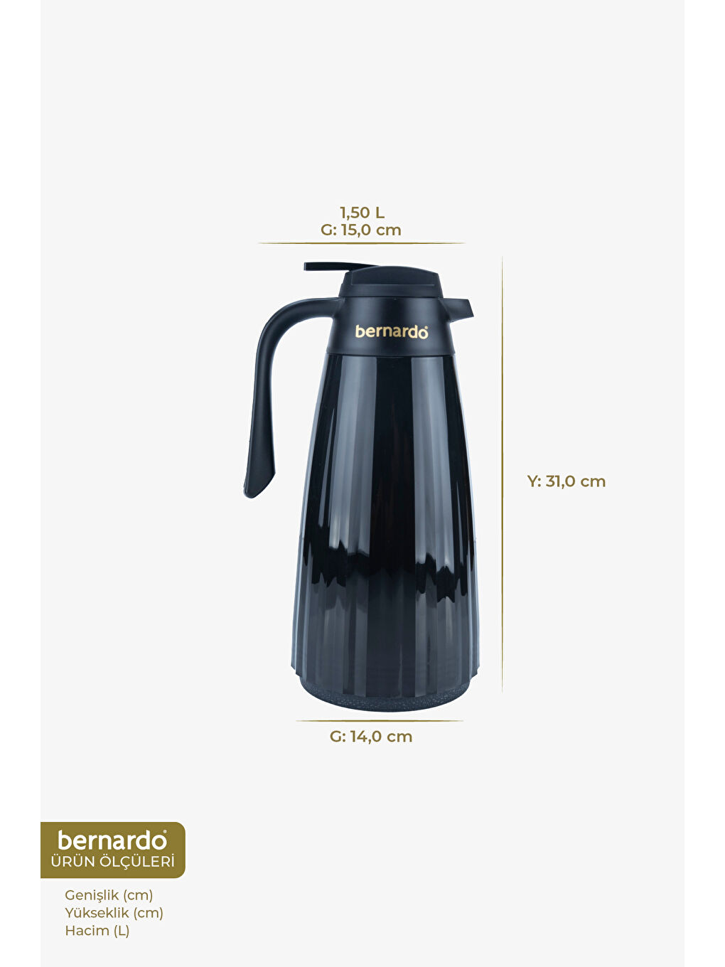 Velana Cam Termos Siyah 1.5 Litre-1