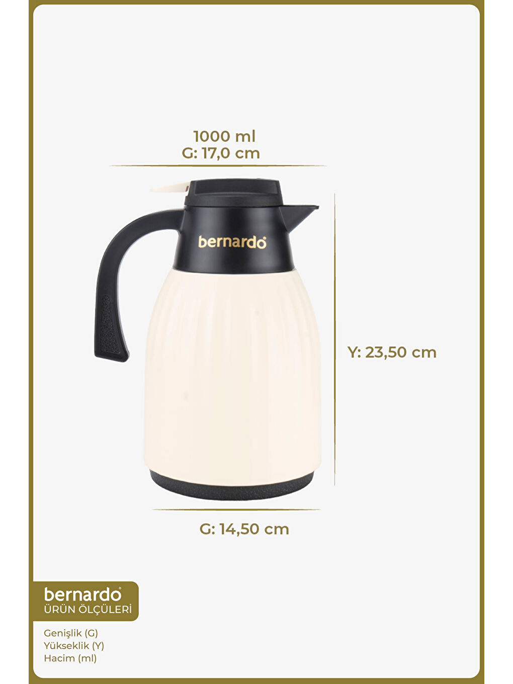 Ekru Elantra Cam Termos Krem 1 Litre-1