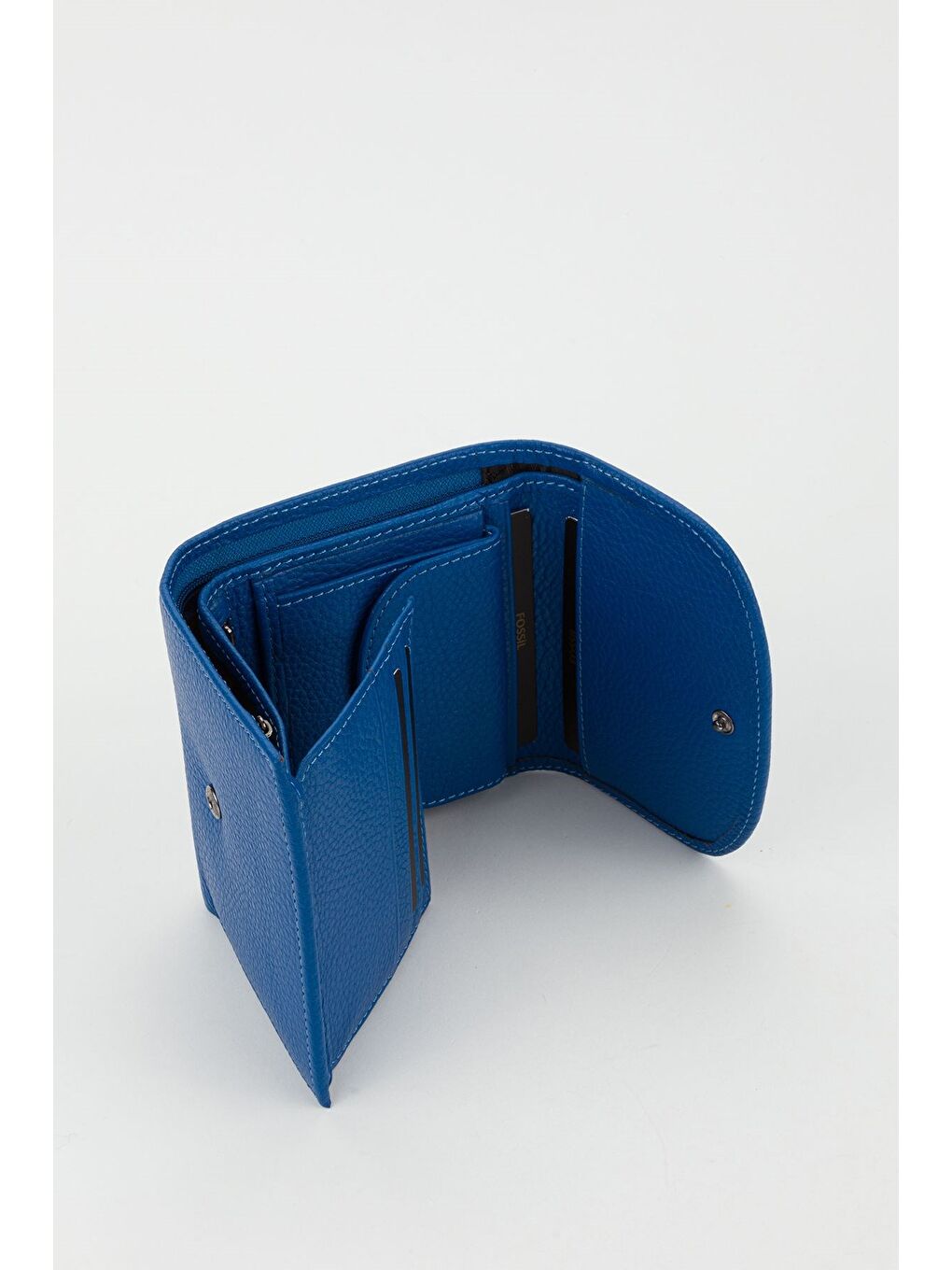 Kutulu Hakiki Deri Gök Mavi Küçük Boy Çok Gözlü Kadın El Portföyü Kartlık Cüzdan-2