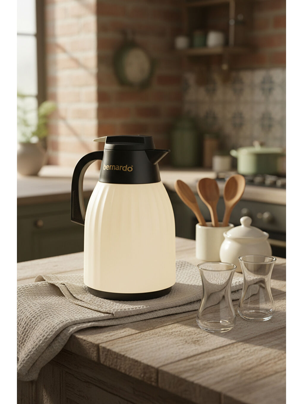 Ekru Elantra Cam Termos Krem 1 Litre-3