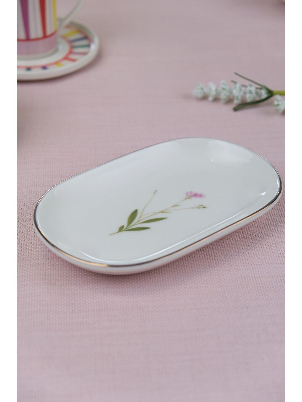 Karışık Porselen Natura Çuha Altın Yaldızlı Oval Kayık Tabak 18x11x2,50cm 2 Lİ-2