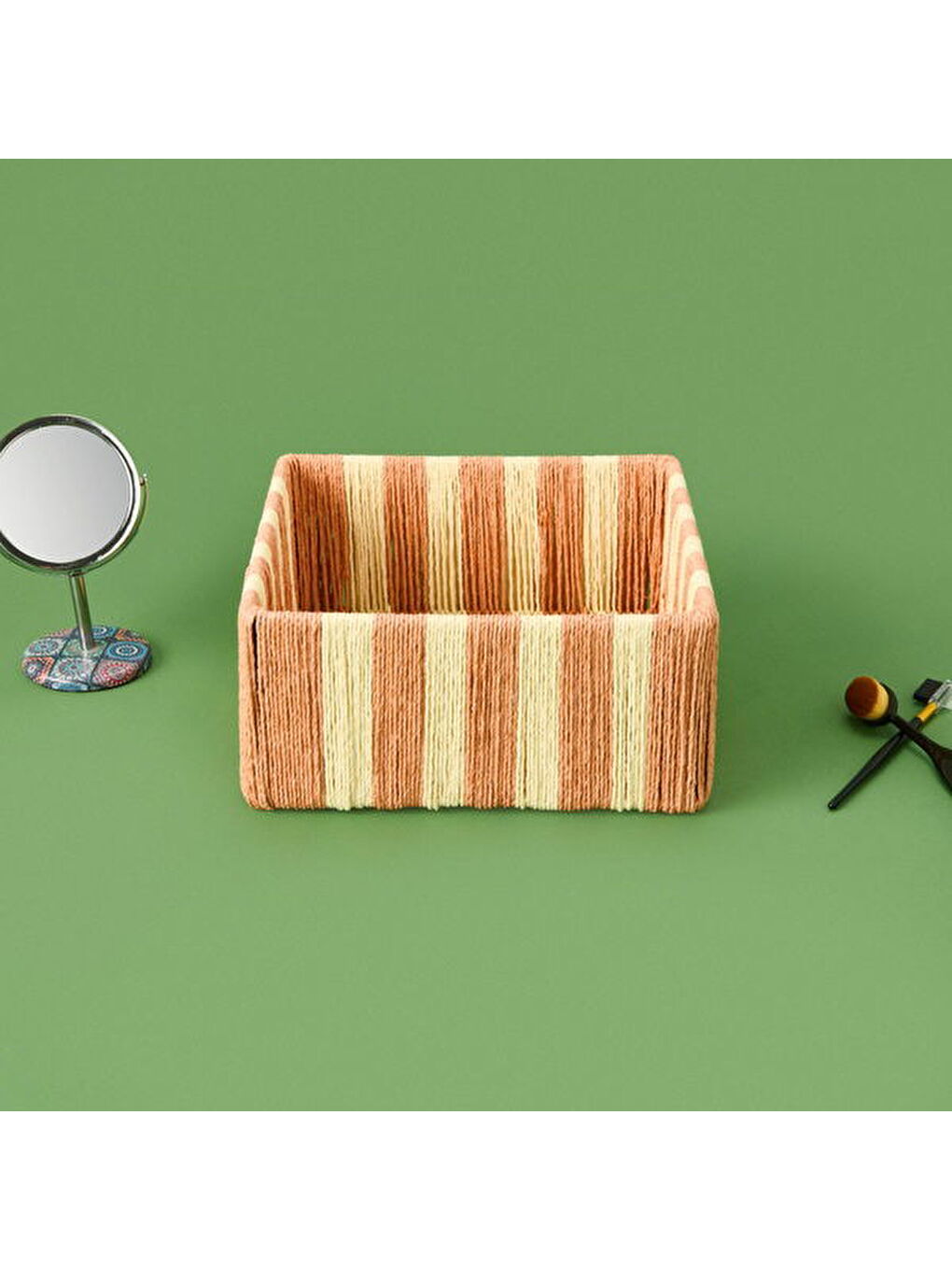 Deco Casoria Dekoratif Kutu - Turuncu / Krem - 22x22x10 cm