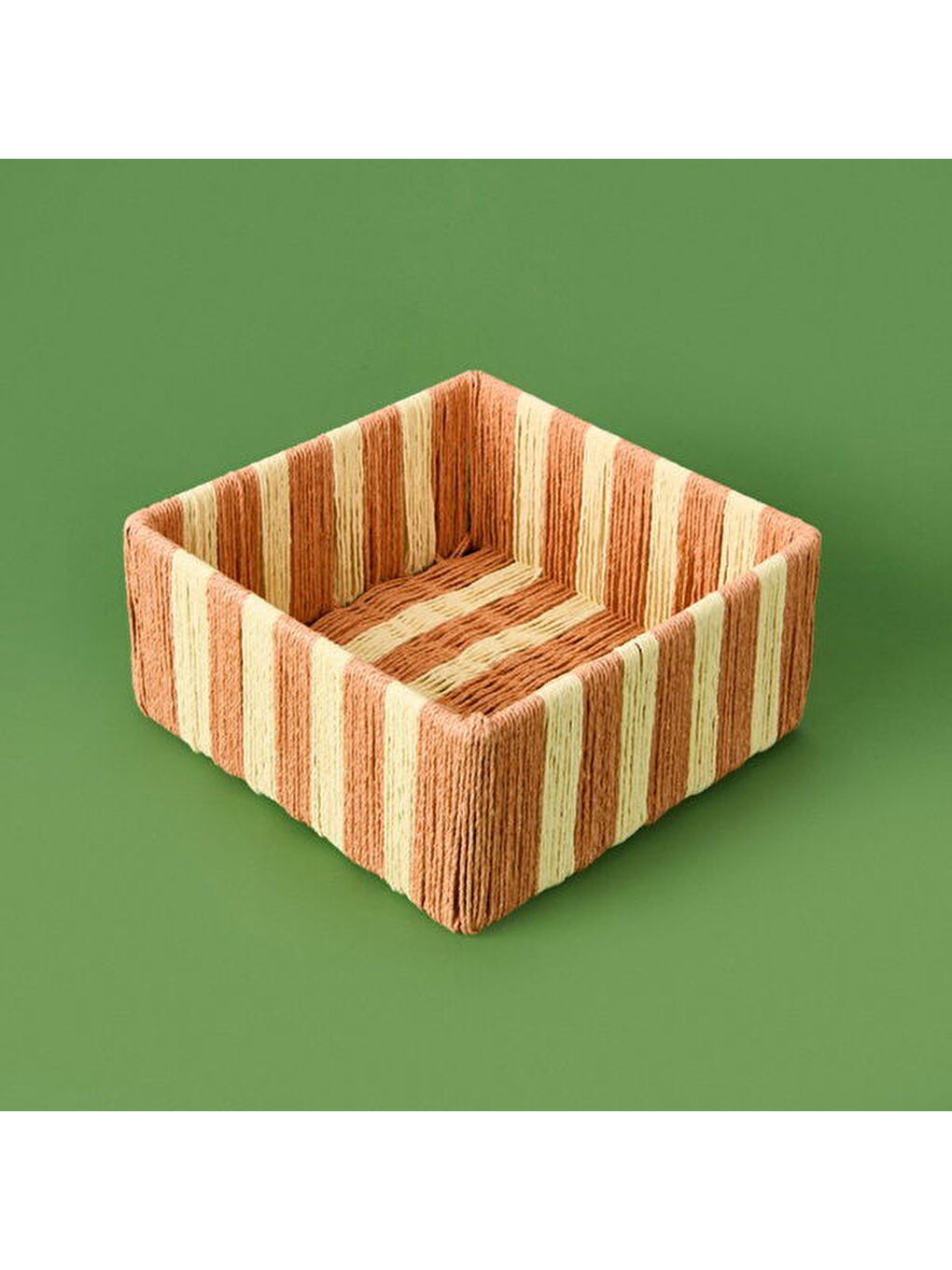 Deco Casoria Dekoratif Kutu - Turuncu / Krem - 22x22x10 cm-1