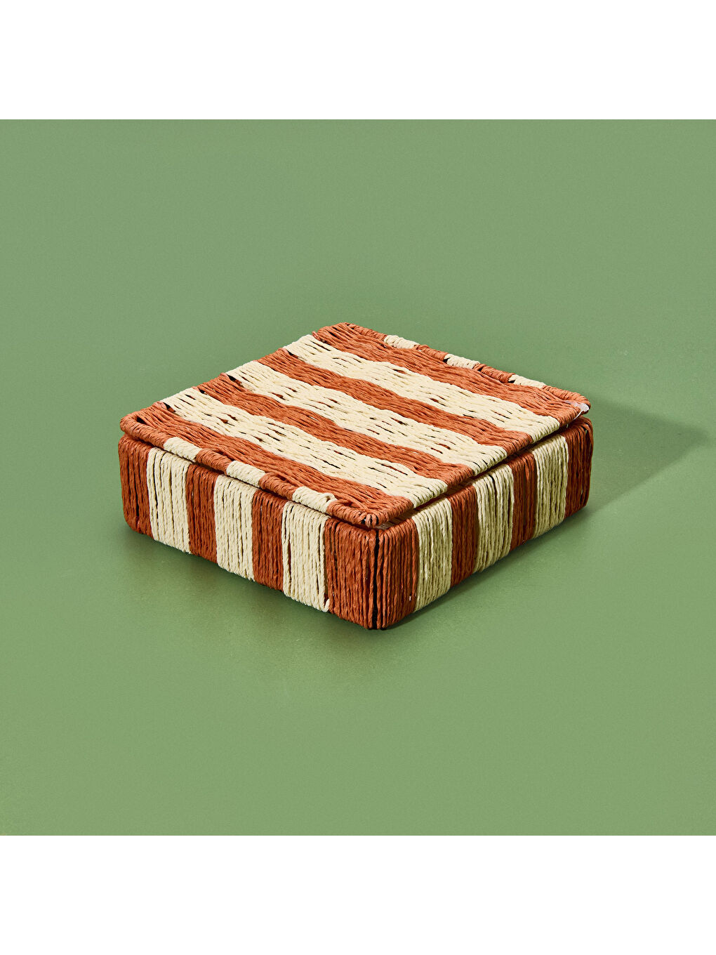 Deco Varese Dekoratif Kutu - Turuncu / Krem - 18x18x5 cm-1