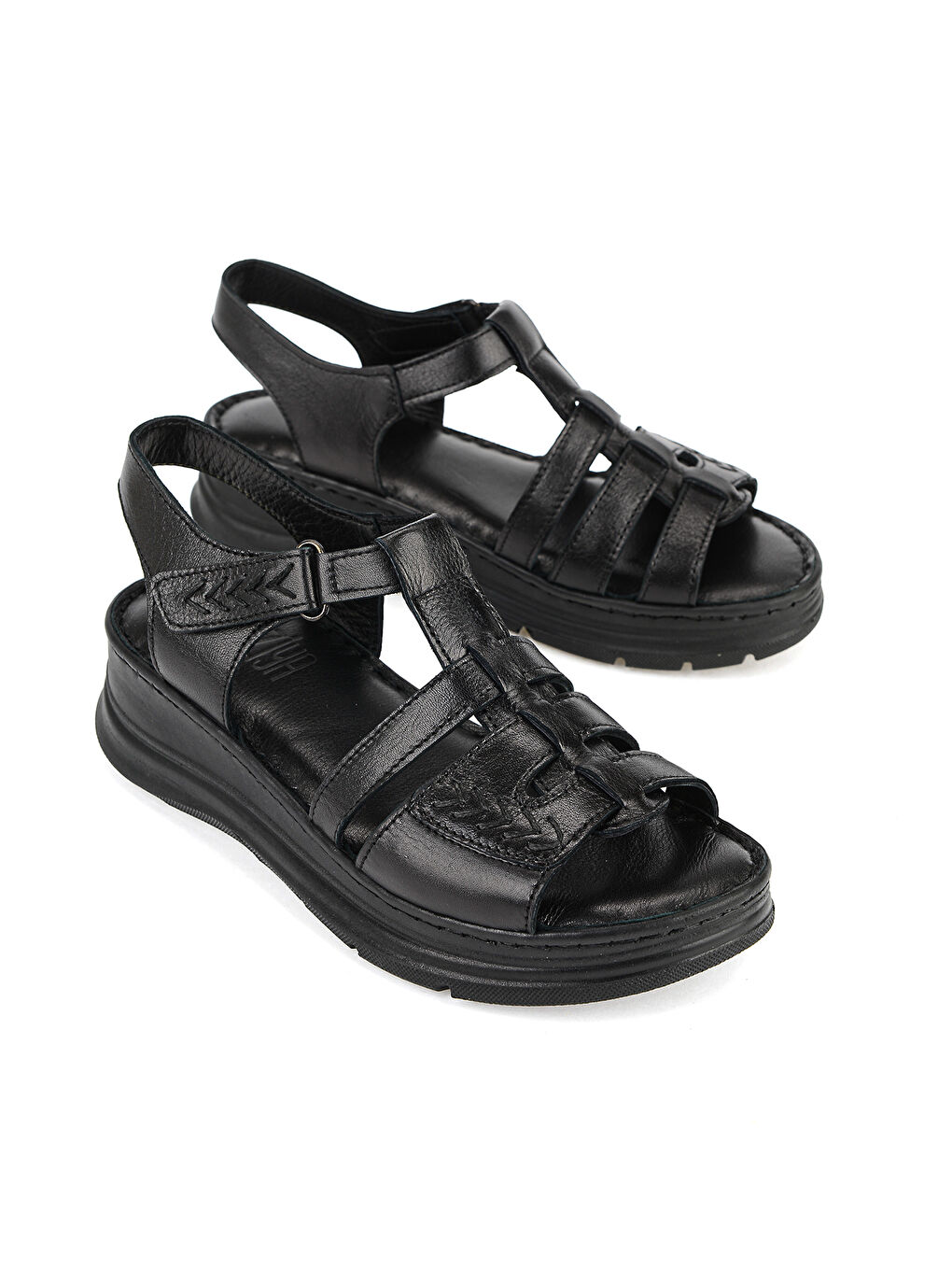 Kadın Hakiki Deri Konfor Sandalet 1611051Z110 Siyah-1