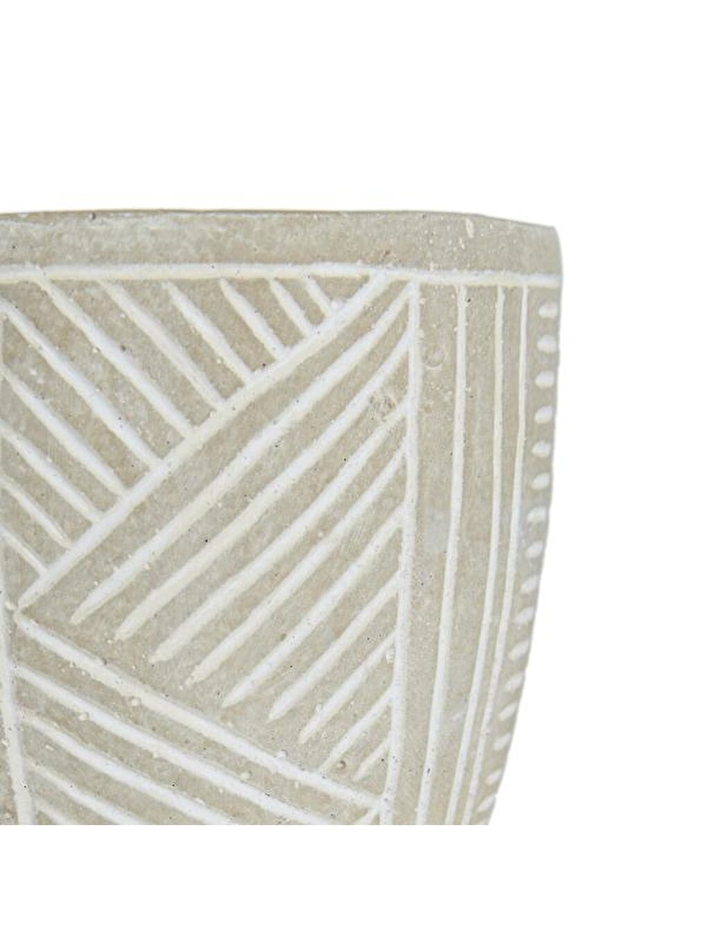 Otantik Çizgili Beton Saksı - Gri - 13,5x12,5 cm-1