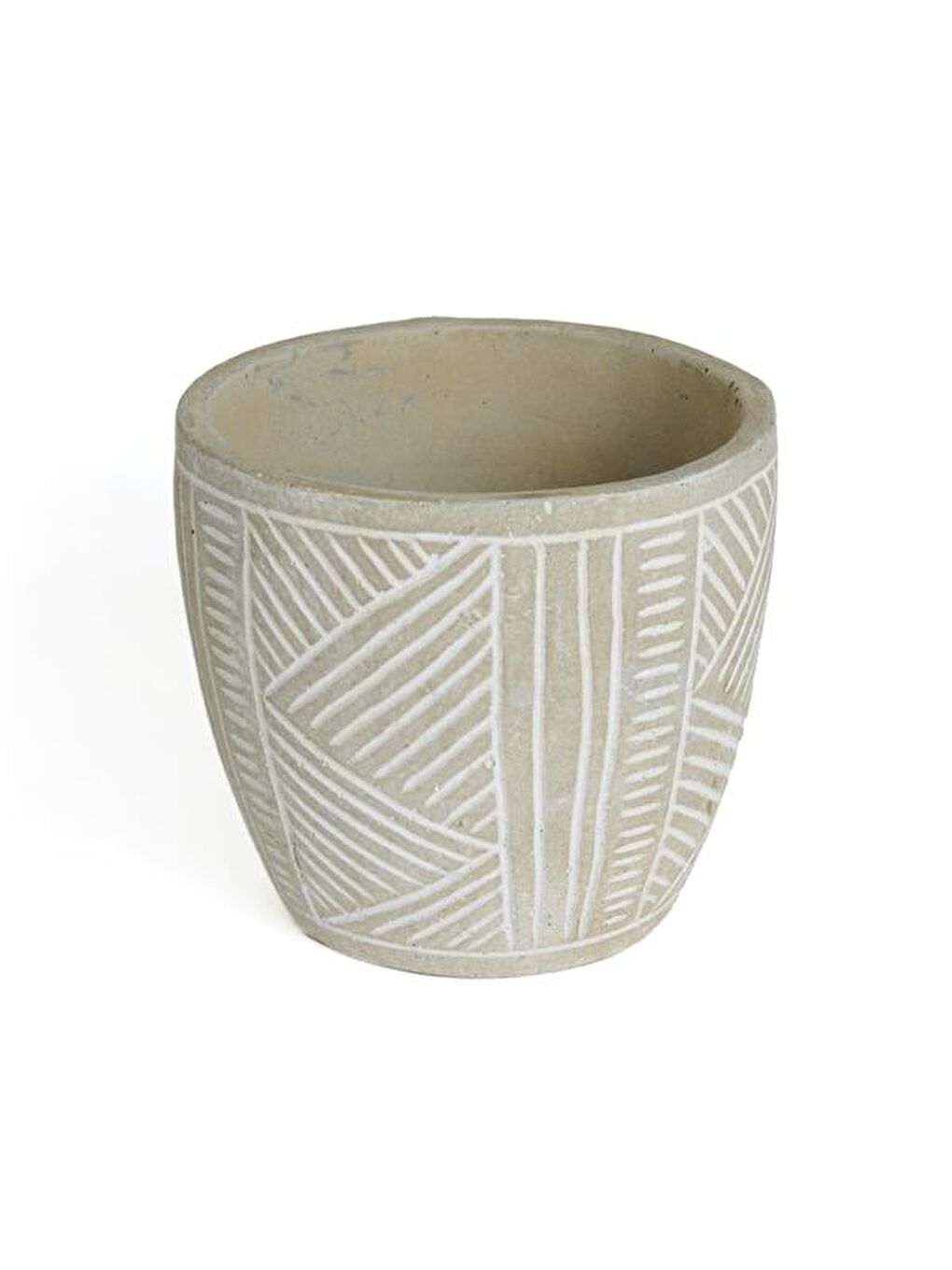 Otantik Çizgili Beton Saksı - Gri - 13,5x12,5 cm-2