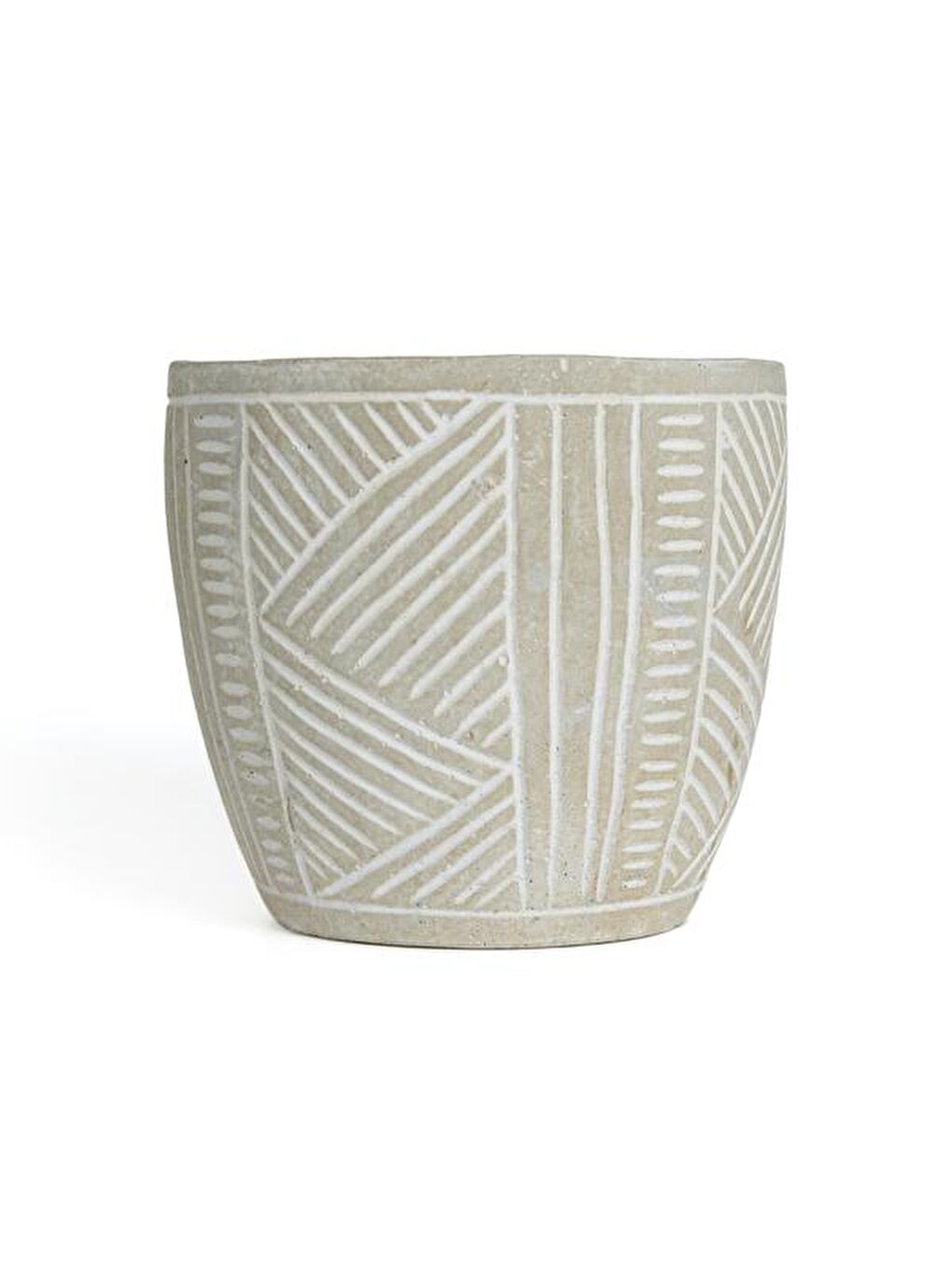 Otantik Çizgili Beton Saksı - Gri - 13,5x12,5 cm-3